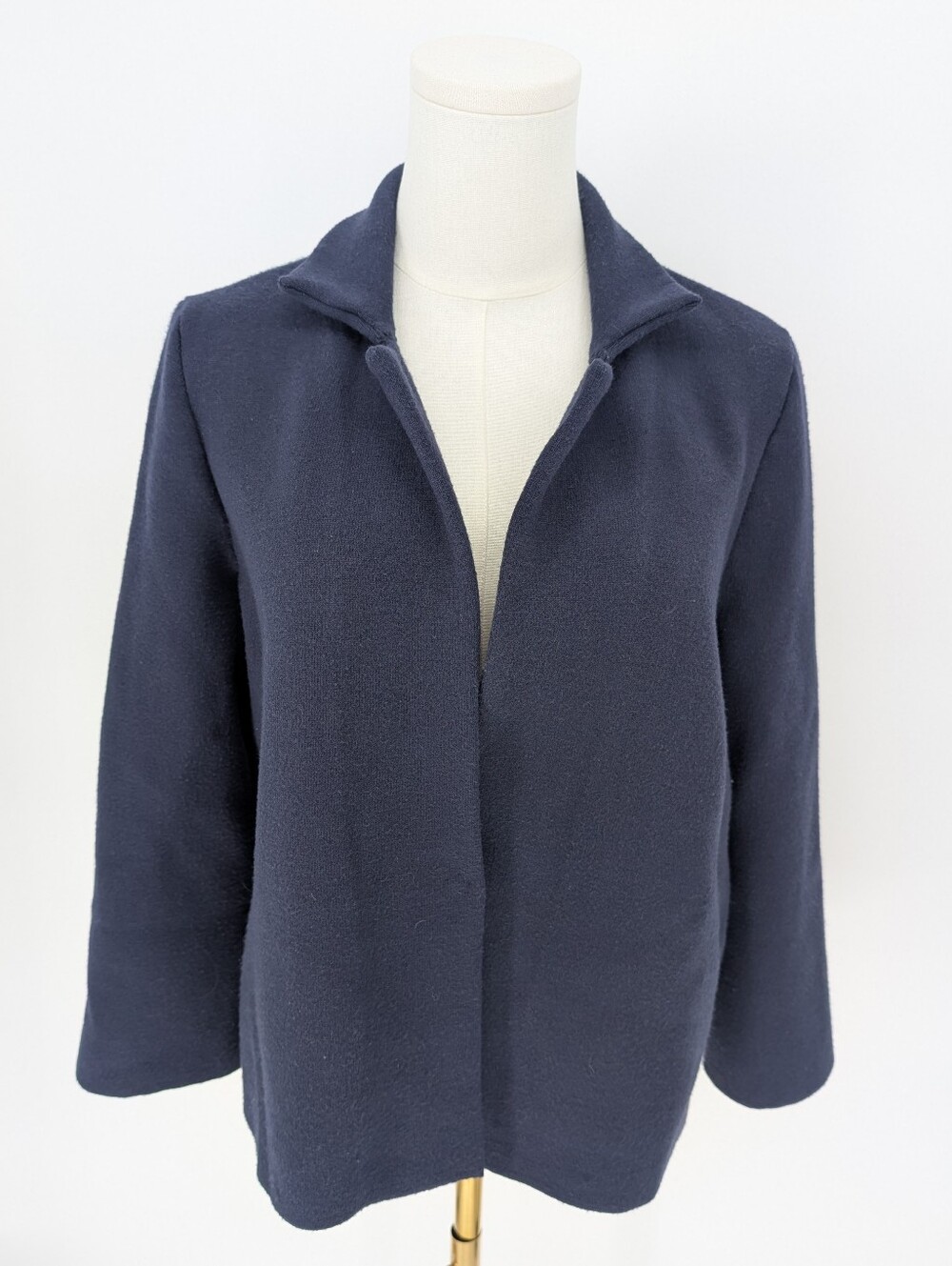 Anthropologie Moth Collared Open-Front Knit Jacket | Size S | Navy Blue Fall
